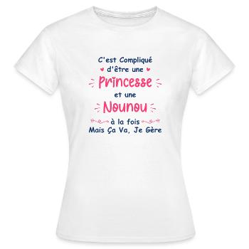 Princesse nounou - T-shirt Femme - blanc - Devant - AI Model Female 172 dark (172cm)