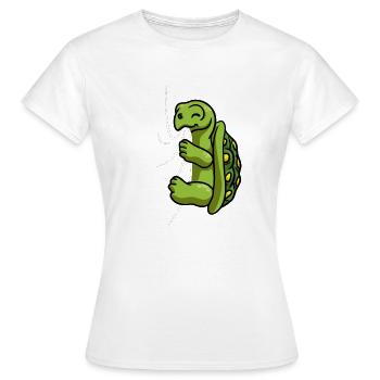 Mignon Tortue en tissu mordant Sucking Turtle - T-shirt Femme - blanc - Devant - AI Model Female 172 dark (172cm)