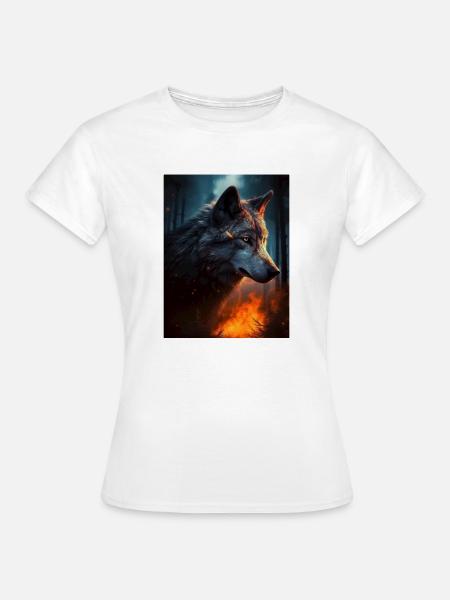 Einsamer Wolf im Feuerwald - Frauen T-Shirt - Weiß