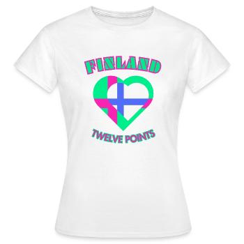 Finlande douze points - Suomi Kaksitoista Pistettä - T-shirt Femme - blanc - Devant - AI Model Female 172 dark (172cm)