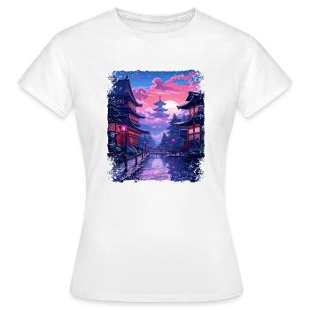 Takayama Village Vaporwave Japan Japanische Alpen - Frauen T-Shirt - Weiß - Vorne - AI Model Female 172 dark (172cm)