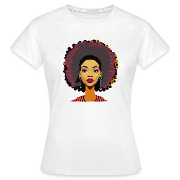 Dame mit Afro - Frauen T-Shirt - Weiß - Vorne - AI Model Female 172 dark (172cm)