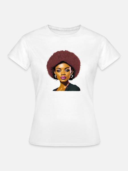 Dame mit Afro - T-shirt dam - vit