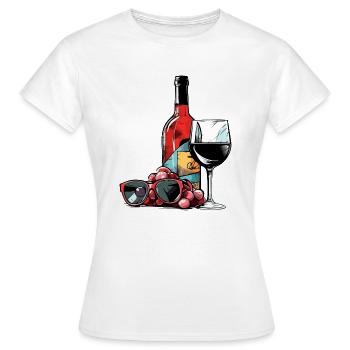 Flasche Wein und Gläser - Frauen T-Shirt - Weiß - Vorne - AI Model Female 172 dark (172cm)