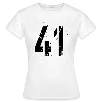 41 Nombre 41 - T-shirt Femme - blanc - Devant - AI Model Female 172 dark (172cm)