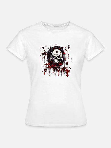 Blutspritzer Halloween Totenkopf - Frauen T-Shirt - Weiß