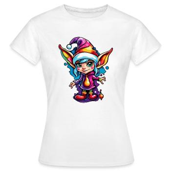 Diablotin / Nain / Fée / Noël / Elfe - T-shirt Femme - blanc - Devant - AI Model Female 172 dark (172cm)