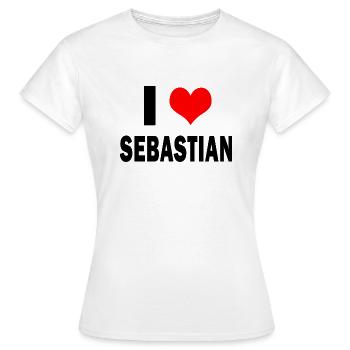 Mignon J’aime Coeur Sebastian Parents Femme Mari - T-shirt Femme - blanc - Devant - AI Model Female 172 dark (172cm)