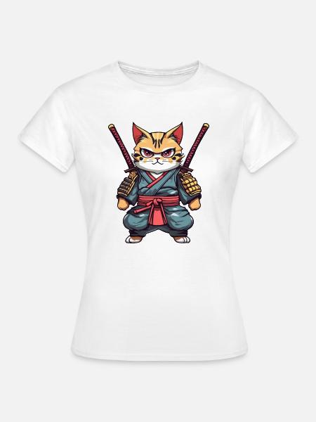 Samurai-Katze #21 - Frauen T-Shirt - Weiß