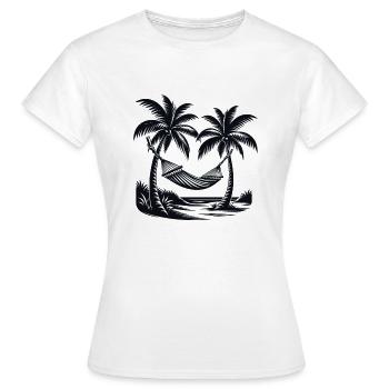 Plage tropicale avec hamac - T-shirt Femme - blanc - Devant - AI Model Female 172 dark (172cm)