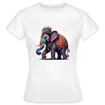 Bunter indischer Elefant - Frauen T-Shirt - Weiß - Vorne - AI Model Female 172 dark (172cm)
