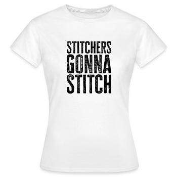Sticker gehen zum Stitchen - Weihnachts- und Geburtstagsgeschenk - Frauen T-Shirt - Weiß - Vorne - AI Model Female 172 dark (172cm)