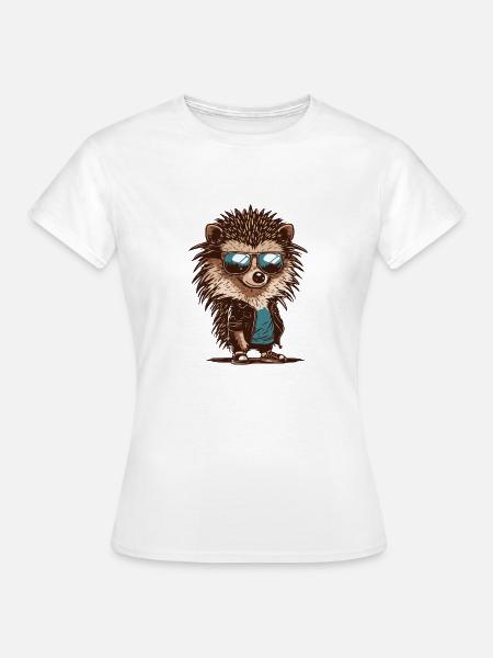 Cooler Igel mit Sonnenbrille - Frauen T-Shirt - Weiß