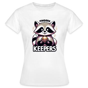 Frecher Waschbär mit glänzendem Objekt - Frauen T-Shirt - Weiß - Vorne - AI Model Female 172 dark (172cm)