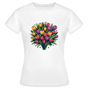 Farbenfroher Tulpenstrauß - Frauen T-Shirt - Weiß - Vorne - AI Model Female 172 dark (172cm)