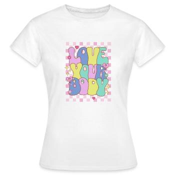body positive - Women's T-Shirt - white - Front - AI Model Female 172 dark (172cm)