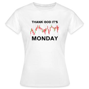 Dieu merci, c’est le jour du graphique boursier du lundi Marché boursier - T-shirt Femme - blanc - Devant - AI Model Female 172 dark (172cm)