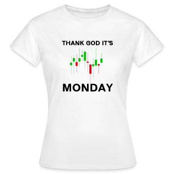 Dieu merci, c’est le jour du graphique boursier du lundi Marché boursier - T-shirt Femme - blanc - Devant - AI Model Female 172 dark (172cm)