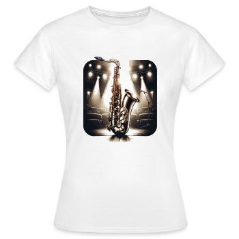 Glänzendes Saxophon im Jazzclub - Frauen T-Shirt - Weiß - Vorne - AI Model Female 172 dark (172cm)