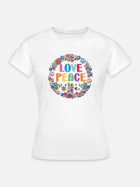 Blumen Liebe Friedenskranz Shirt - Hippie Blume - Frauen T-Shirt - Weiß