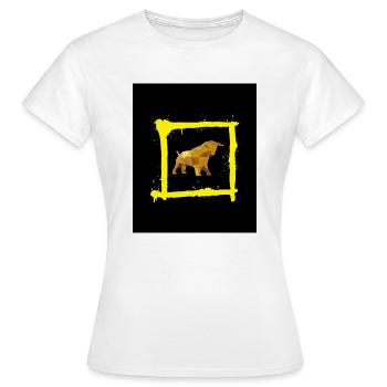 Börsen-Bulle – Kraft und Optimismus - Frauen T-Shirt - Weiß - Vorne - AI Model Female 172 dark (172cm)