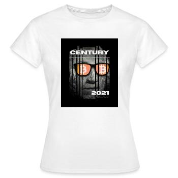 Bitcoin-Century – Das Tesla Movement - Frauen T-Shirt - Weiß - Vorne - AI Model Female 172 dark (172cm)