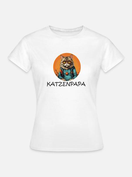 Katzenpapa - Frauen T-Shirt - Weiß