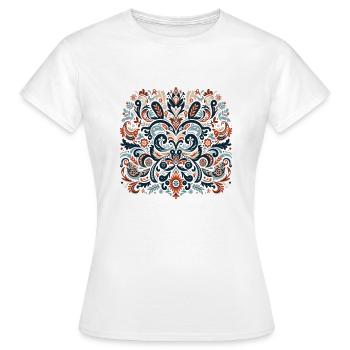 Traditionelles Skandinavisches Volkskunstmuster - Frauen T-Shirt - Weiß - Vorne - AI Model Female 172 dark (172cm)
