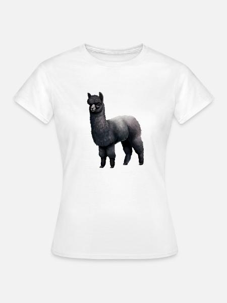 Schwarzes Alpaka - Frauen T-Shirt - Weiß