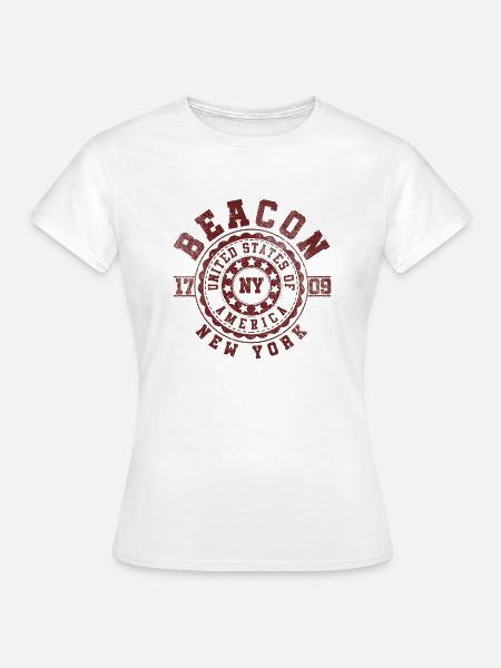 Beacon NY | New York Reise & Souvinier Geschenk - Frauen T-Shirt - Weiß