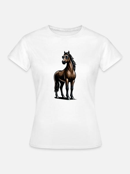Pferd mit Sonnenbrille in Comicstyle - Frauen T-Shirt - Weiß