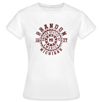 Brandon MI | Michigan Reise & Souvinier Geschenk - Frauen T-Shirt - Weiß - Vorne - AI Model Female 172 dark (172cm)