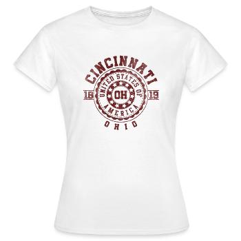 Cincinnati OH | Ohio Souvenir & Geschenk - Frauen T-Shirt - Weiß - Vorne - AI Model Female 172 dark (172cm)