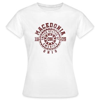 Macedonia OH | Ohio Souvenir & Geschenk - Frauen T-Shirt - Weiß - Vorne - AI Model Female 172 dark (172cm)