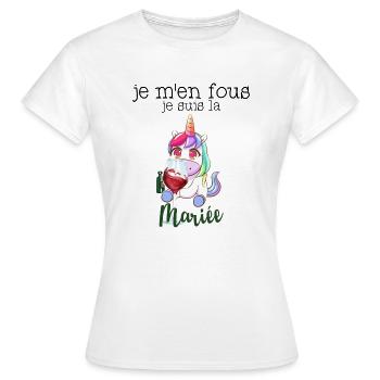 Je M'en Fous Je Suis La Future Mariée Licorne EVJF - T-shirt Femme - blanc - Devant - AI Model Female 172 dark (172cm)