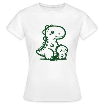 Dino mit Baby - Frauen T-Shirt - Weiß - Vorne - AI Model Female 172 dark (172cm)