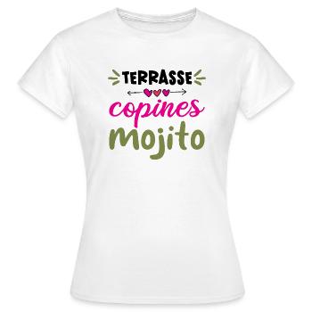 Terrasse Copines Mojito - T-shirt Femme - blanc - Devant - AI Model Female 172 dark (172cm)