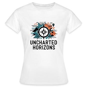 UNERFORSCHTE HORIZONTE - Frauen T-Shirt - Weiß - Vorne - AI Model Female 172 dark (172cm)