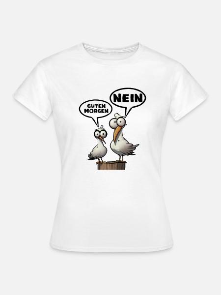 Die Bäädden Möwen - Möwe Guten Morgen Nein Spruch - Frauen T-Shirt - Weiß