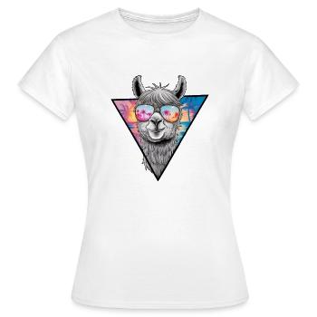 Lama d'été avec des lunettes de soleil cadeau - T-shirt Femme - blanc - Devant - AI Model Female 172 dark (172cm)