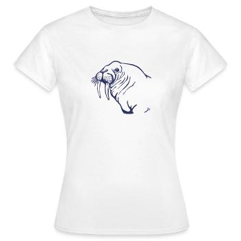 Walrus T-Shirt Marine Mammal With Long Tusks Sea - Women's T-Shirt - white - Front - AI Model Female 172 dark (172cm)