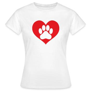 Paw Heart Cute Print Funny Dog Animal Pawprint - Women's T-Shirt - white - Front - AI Model Female 172 dark (172cm)