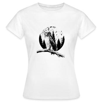 Eule, Mond, Bäume, Nachtvogel, Nacht, Raubtierliebhaber - Frauen T-Shirt - Weiß - Vorne - AI Model Female 172 dark (172cm)
