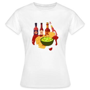 Sauces piquantes Croustilles tortilla avec trempette à l’avocat Love - T-shirt Femme - blanc - Devant - AI Model Female 172 dark (172cm)