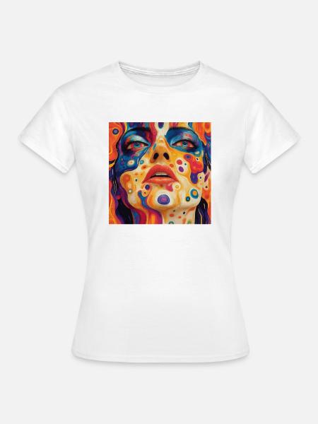 Psychodelisches Gesicht bunt - Frauen T-Shirt - Weiß
