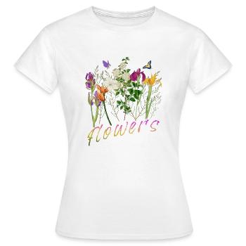 Wiesenblumen und Schmetterlinge - Frauen T-Shirt - Weiß - Vorne - AI Model Female 172 dark (172cm)