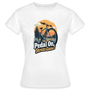 CYCLISME. PÉDALEZ, LE STRESS A DISPARU ! - T-shirt Femme - blanc - Devant - AI Model Female 172 dark (172cm)