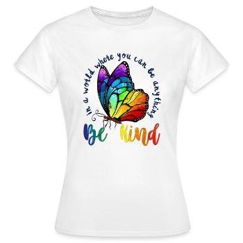 Dans un monde où l’on peut être n’importe quoi, être gentil LGBTQ - T-shirt Femme - blanc - Devant - AI Model Female 172 dark (172cm)