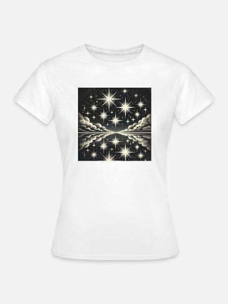 Funkelnder Nachthimmel Sternschnuppe Sterne - Frauen T-Shirt - Weiß