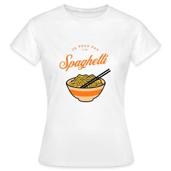 je peux pas j ai Spaghetti (Pasta) Spaghetti noodl - T-shirt Femme - blanc - Devant - AI Model Female 172 dark (172cm)